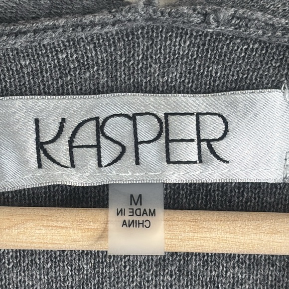 NWT Kasper Womens Gray Faux Fur Trim Cuff Open-Front Cardigan Sweater M MEDIUM - Picture 3 of 14